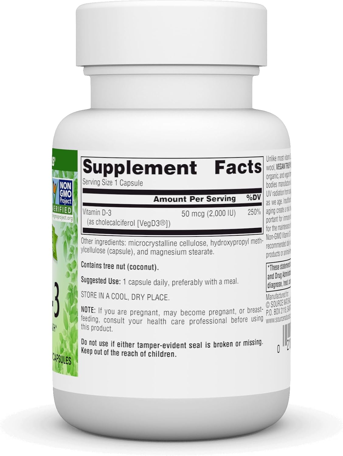 Source Naturals Vegan True Vitamina D3 2000 UI - 30 Cápsulas