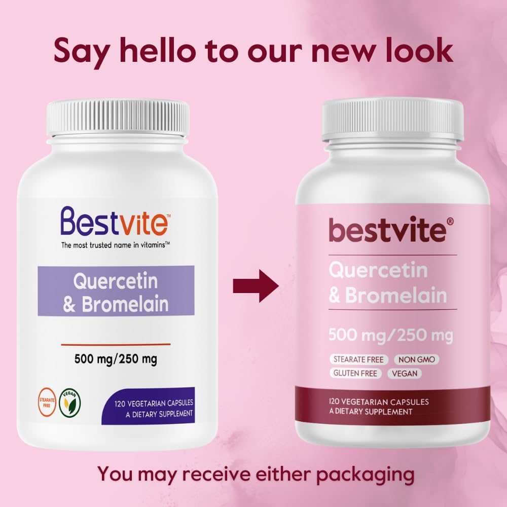 BESTVITE Quercetin with Bromelain 500mg/250mg - 120 Vegetable Capsules