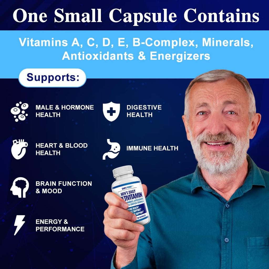 Simply Potent Multivitamínico Diario para Hombres | 35 Vitaminas, Minerales y Antioxidantes | 60 Comprimidos