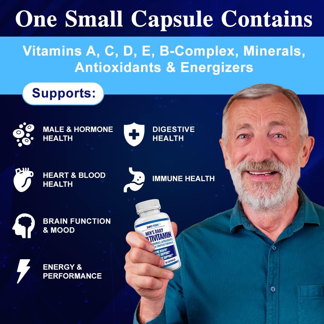 Simply Potent Multivitamínico Diario para Hombres | 35 Vitaminas, Minerales y Antioxidantes | 60 Comprimidos