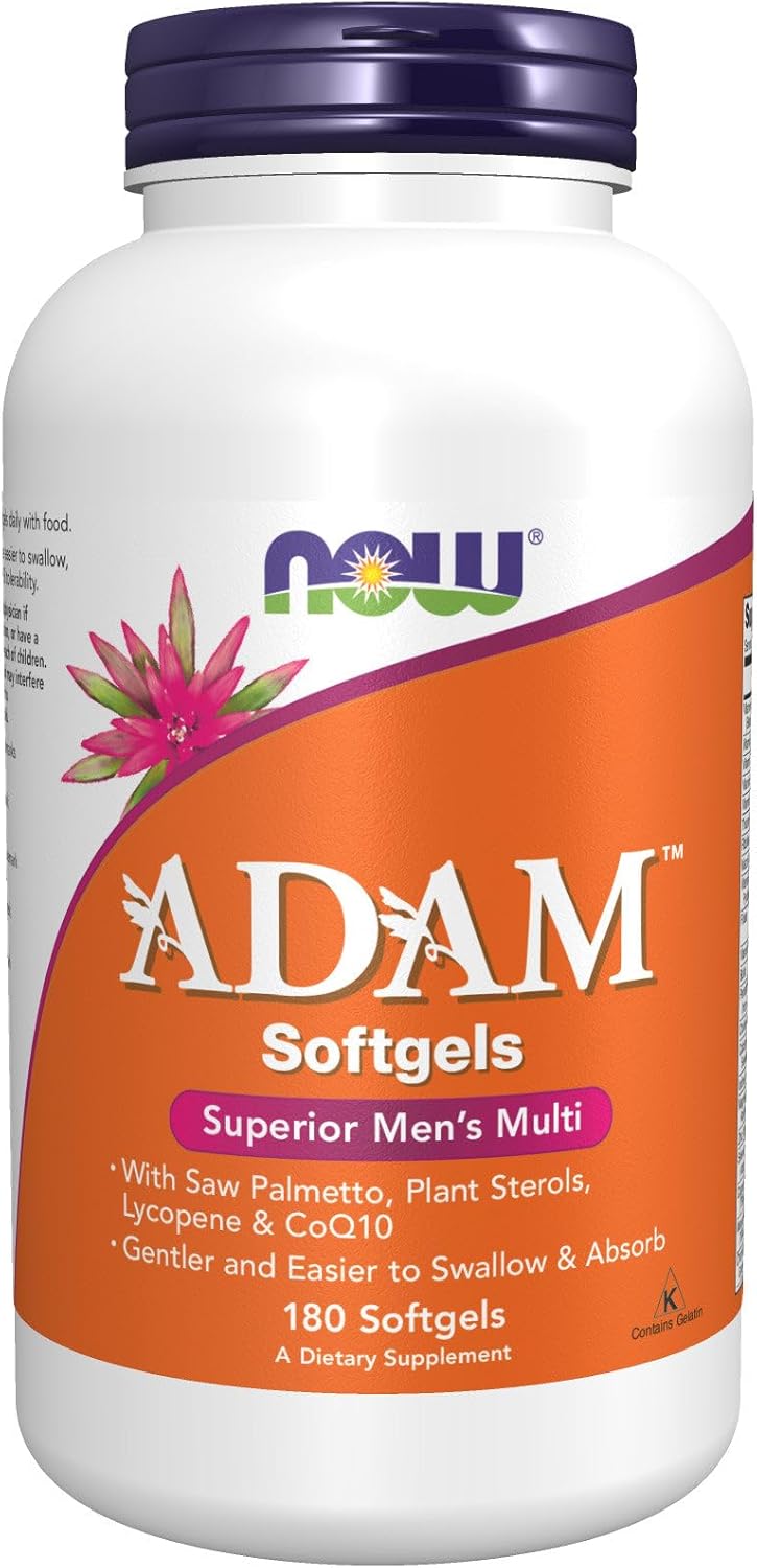 NOW Foods ADAM Suplemento multivitamínico superior para hombres, 180 cápsulas blandas
