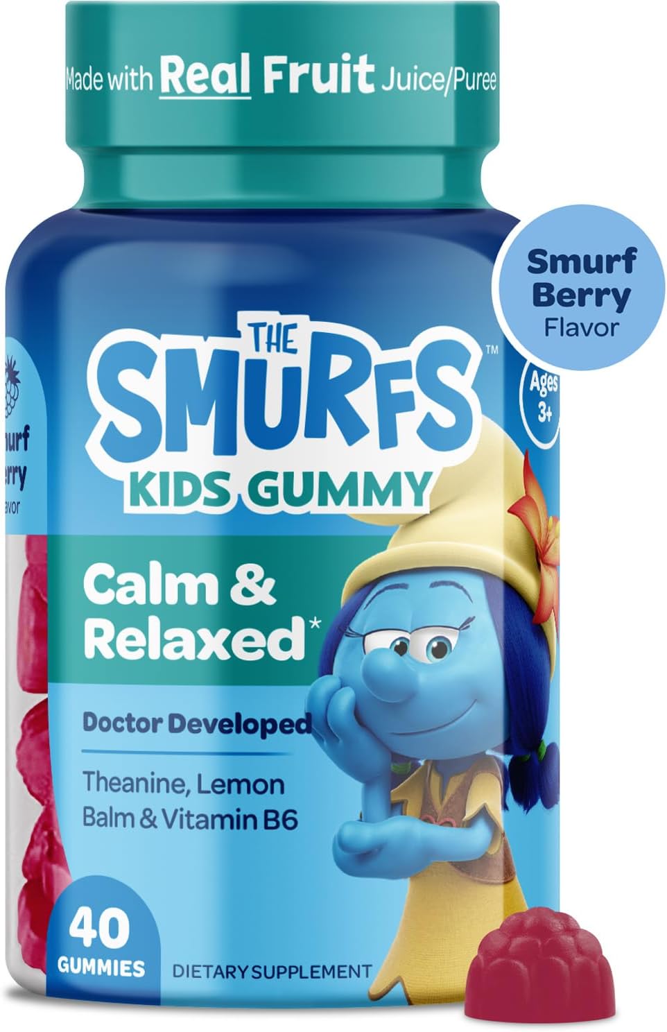 Smurfs Kids Calm Gummies – Gominolas Calmantes para Niños con Melisa y L-Teanina