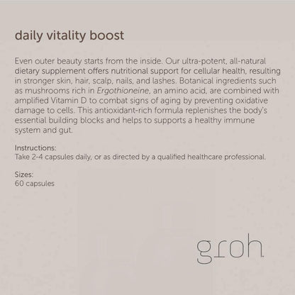 Groh Daily Vitality Boost - Suplemento Natural para Cabello, Piel y Uñas con Hongos y Antioxidantes - 60 Cápsulas – Image 3