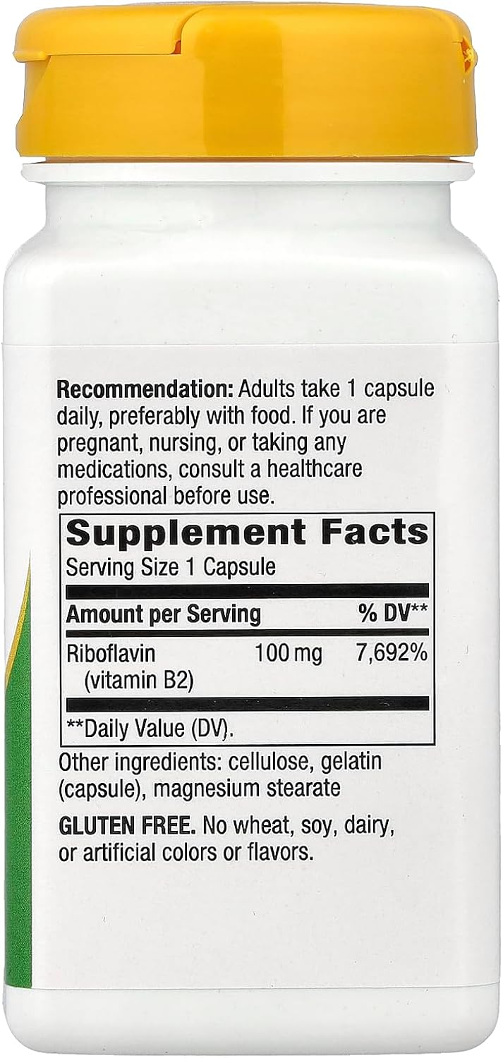 Nature's Way Vitamina B2 100 mg Cápsulas, paquete de 2
