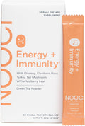 NOOCI Energy + Immunity: Suplemento de energía herbal con ginseng y cola de pavo, 20 sobres