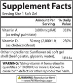 Carlson A & D, 10.000 UI (3.000 mcg RAE) Vitamina A, 5.000 UI (125 mcg) Vitamina D3, 100 Cápsulas Blandas