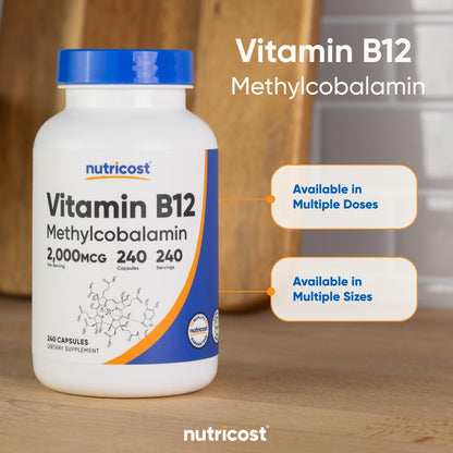 Nutricost Vitamina B12 (Metilcobalamina) – Reducción del cansancio y la fatiga: Ayuda a mantener altos niveles de – Image 6