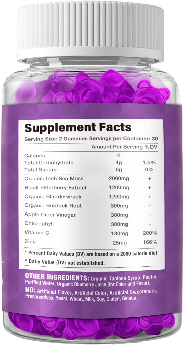 Gomitas de Musgo Marino y Saúco con Vitamina C, D y Zinc - 60 unidades