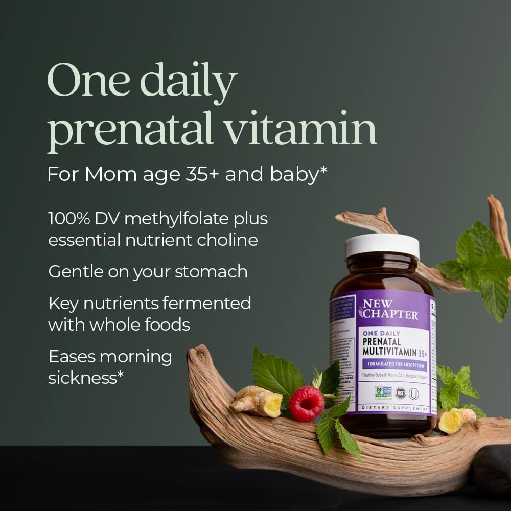 New Chapter Vitaminas Prenatales One Daily 35+ con Metilfolato y Colina - 90 Comprimidos