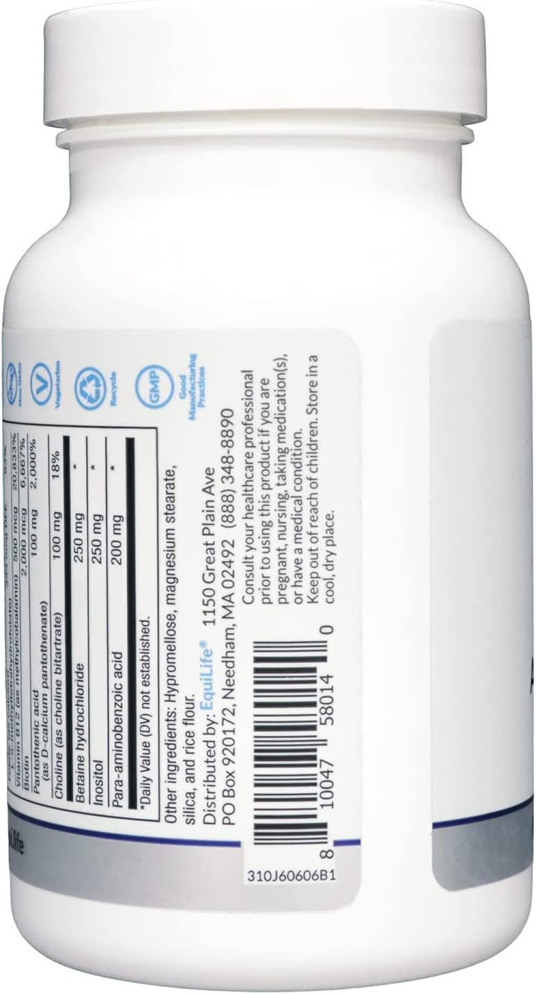 EquiLife Activated B Complex Metilado - Complejo B, 60 Cápsulas