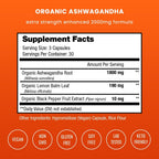 NutraChamps Ashwagandha Orgánica 2000mg - Cápsulas con Limón y Pimienta Negra
