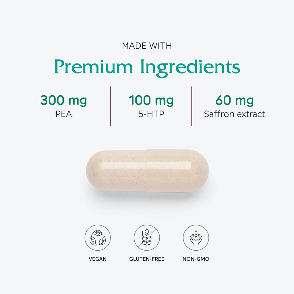 Vitanica FibroFormula - Suplemento para la Relajación Neuromuscular y el Alivio del Malestar con 5-HTP, PEA, Azafrán y Magnesio - Vegano - 60 Cápsulas