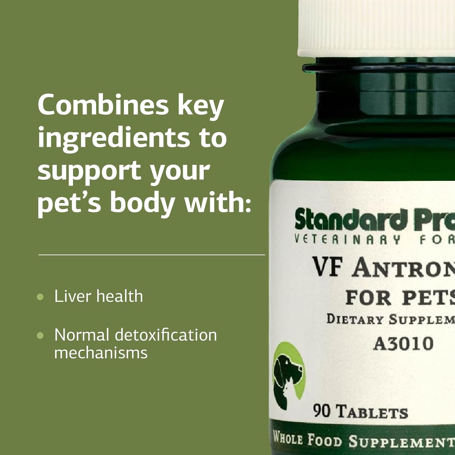 Standard Process VF Antronex for Pets - Liver Support for Dogs and Cats (90 Tablets)