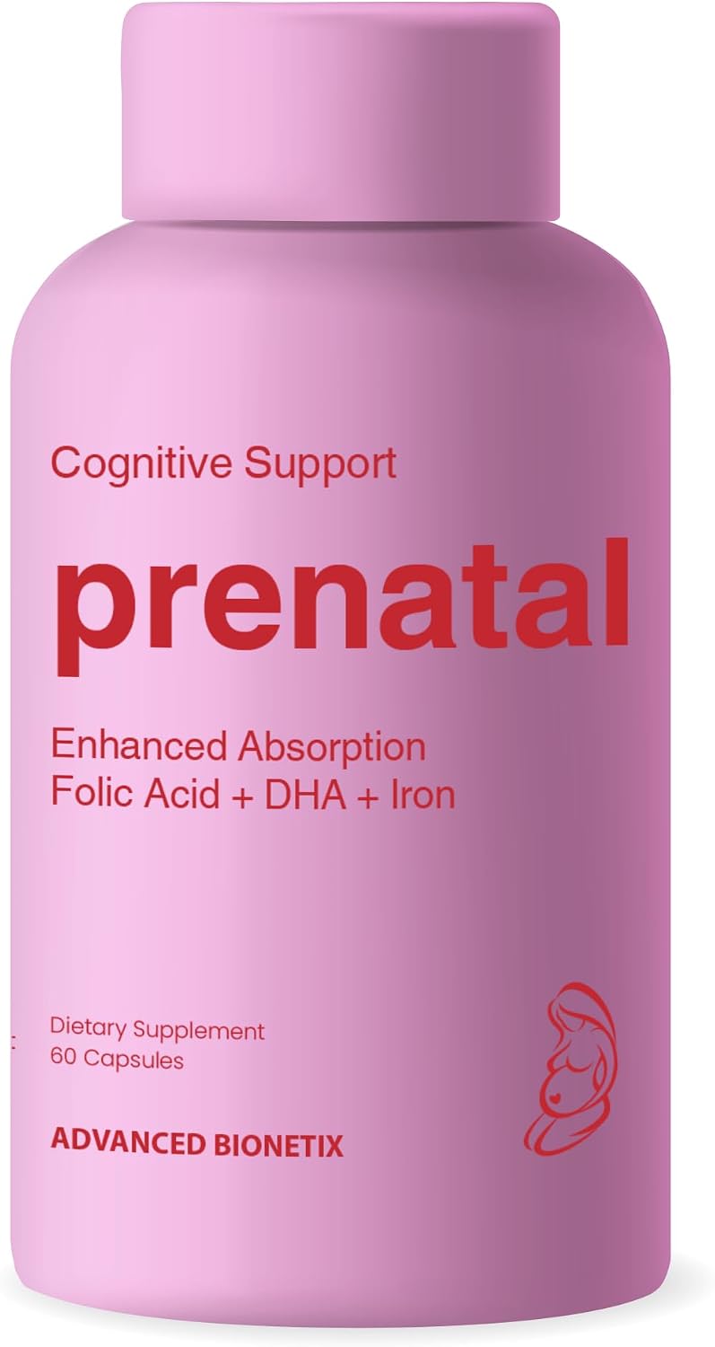 Advanced Bionetix Bio-Available Prenatal Vitamins for Women, Natural Methylated Folate Folic Acid, DHA Omega 3. Multivitamin Pre, During & Post Pregnancy - görsel 1