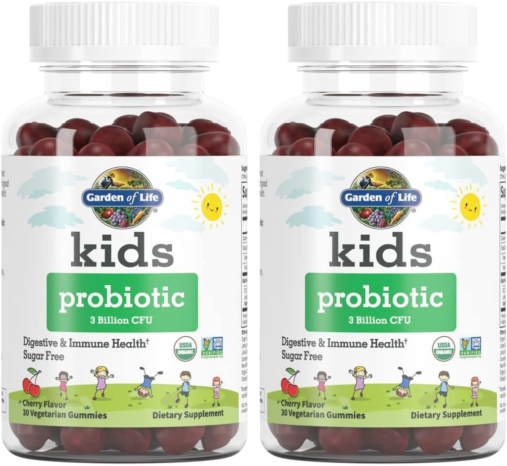 Garden of Life Probiótico Infantil 3 Mil Millones UFC, Sabor Cereza - Gominolas Sin Azúcar - Salud Digestiva e Inmunitaria - 30 Gominolas Vegetarianas