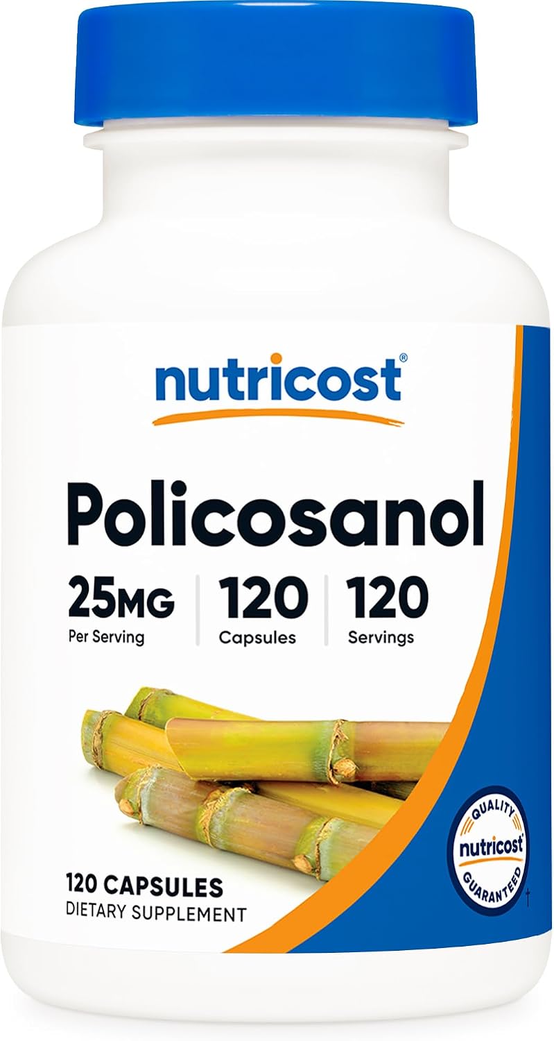 Nutricost Policosanol 25mg, 120 Cápsulas - Sin Gluten, No Transgénico, Apto para Vegetarianos