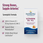 Nordic Naturals Vitamin D3 + K2, Sabor Naranja - 60 Cápsulas Blandas