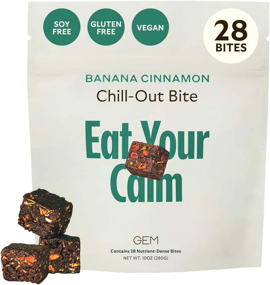 GEM Calm Bite – Snack de Magnesio con Melisa y Clorela, 7 Unidades (Plátano y Canela)
