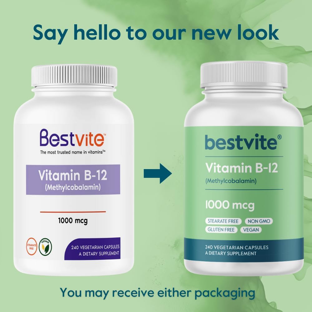 BESTVITE Vitamina B12 (Metilcobalamina) 1000 mcg - 240 Cápsulas Vegetarianas