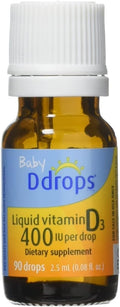 Ddrops Bebé Vitamina D3 400 UI – Pack de 3 frascos de 90 gotas cada uno