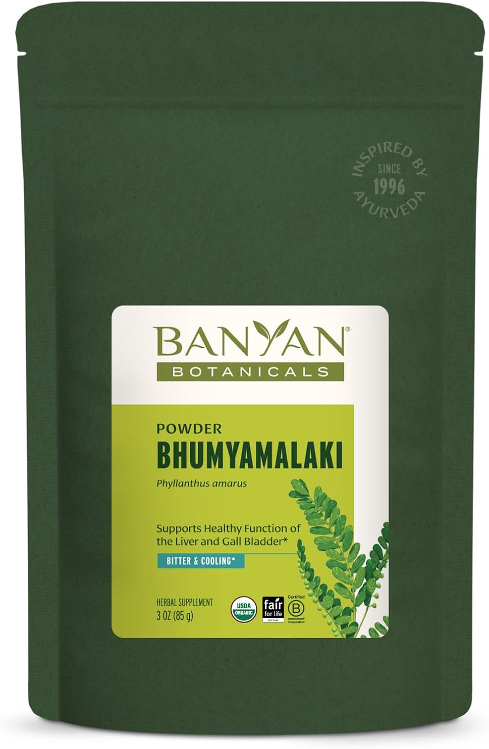 Banyan Botanicals Bhumyamalaki Powder - Organic Bhumyamalaki Powder (Phyllanthus spp.) - Bitter & Cooling - Natural Ayurvedic Liver Detox* - 85g - Non-GMO, Vegan