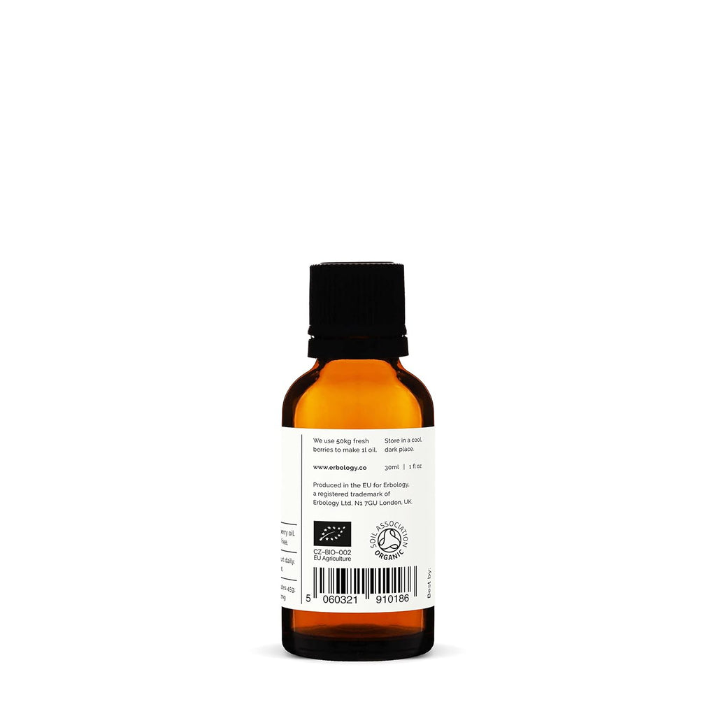 Erbology Aceite de Espino Amarillo 100% Ecológico - 30 ml - Prensado en Frío 50:1 - Rico en Omega-7 y Betacaroteno - Sin Aditivos - Envase de Vidrio Reciclable
