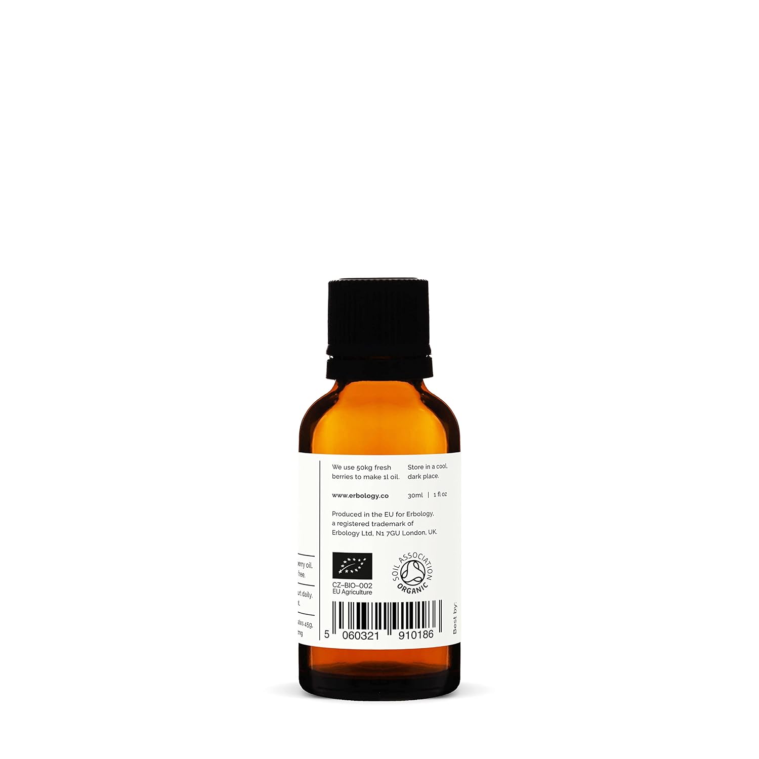 Erbology Aceite de Espino Amarillo 100% Ecológico - 30 ml - Prensado en Frío 50:1 - Rico en Omega-7 y Betacaroteno - Sin Aditivos - Envase de Vidrio Reciclable
