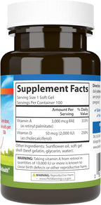 Carlson A & D, 10.000 UI (3.000 mcg RAE) Vitamina A, 5.000 UI (125 mcg) Vitamina D3, 100 Cápsulas Blandas