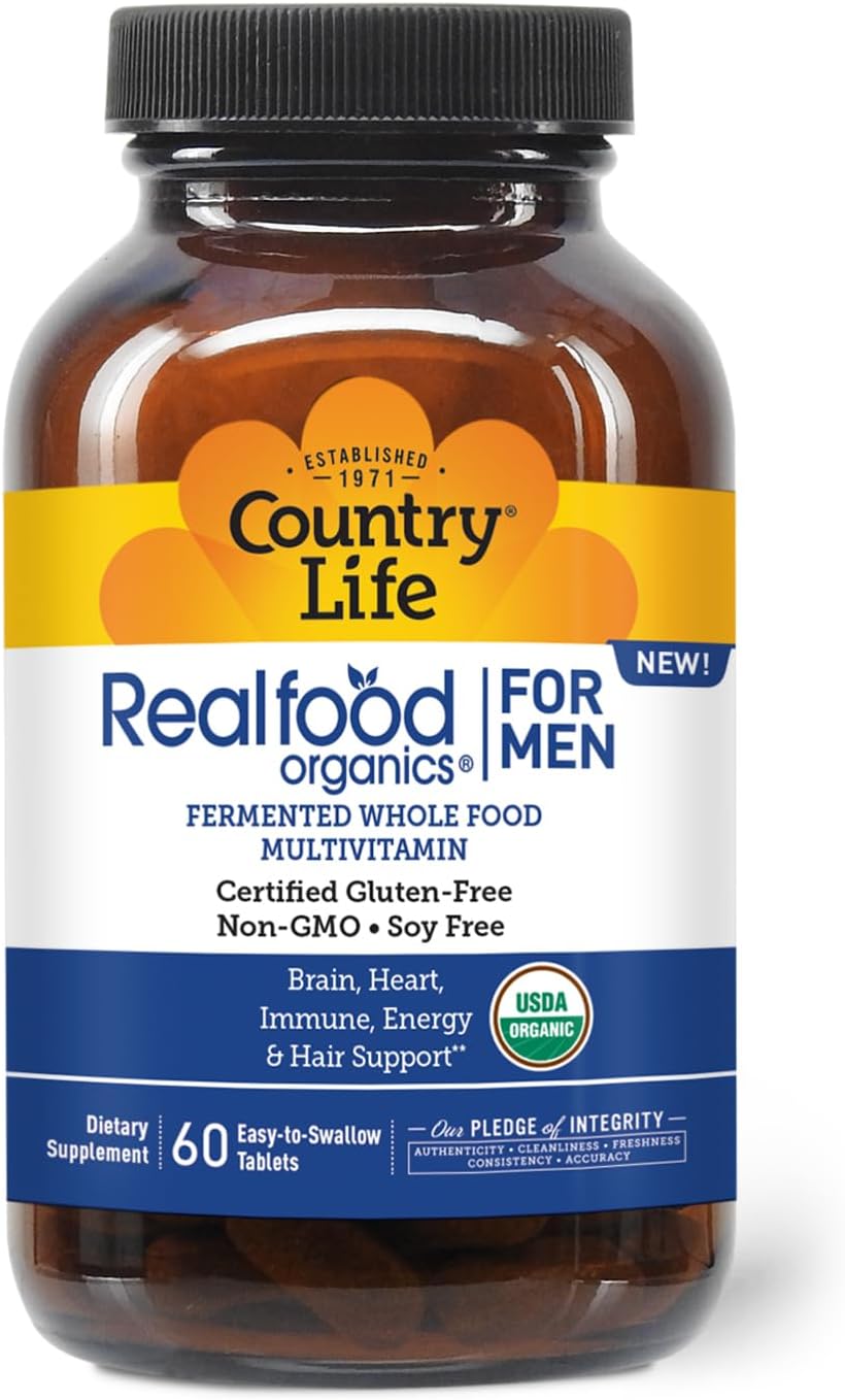 Country Life RealFood Organics for Men – Multivitamínico Orgánico para Hombre, 60 Comprimidos