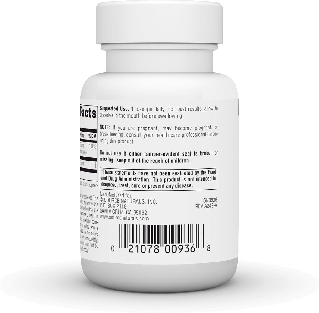 Source Naturals NAD+ Coenzimado B-3, 25 mg – 30 Pastillas Sublinguales
