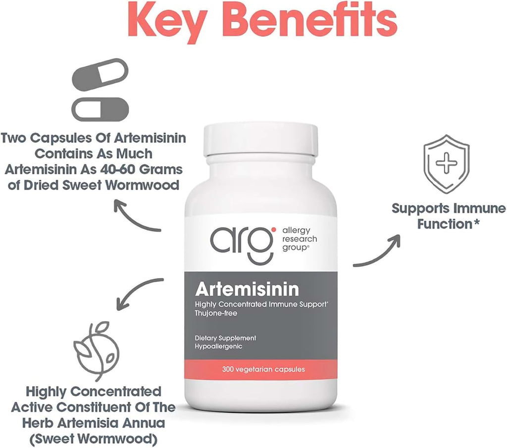 ARG Artemisinina - 200 mg de Extracto Concentrado de Artemisa Dulce por Dosis - Hipoalergénico y Vegetariano - 300 Cápsulas