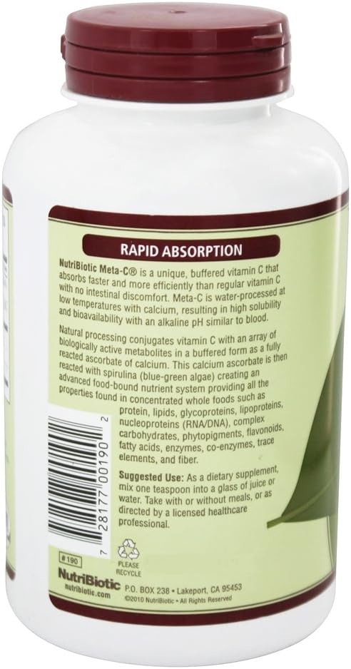 NutriBiotic Meta-C Vitamina C en Polvo, 227 g (8 oz)