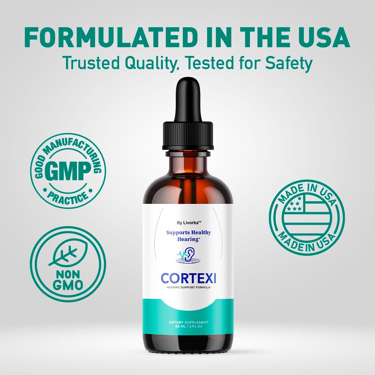 Cortexi Gotas Orales - Fórmula para la Salud Auditiva y Apoyo Auditivo - Pack de 2 Botellas (60 Días)