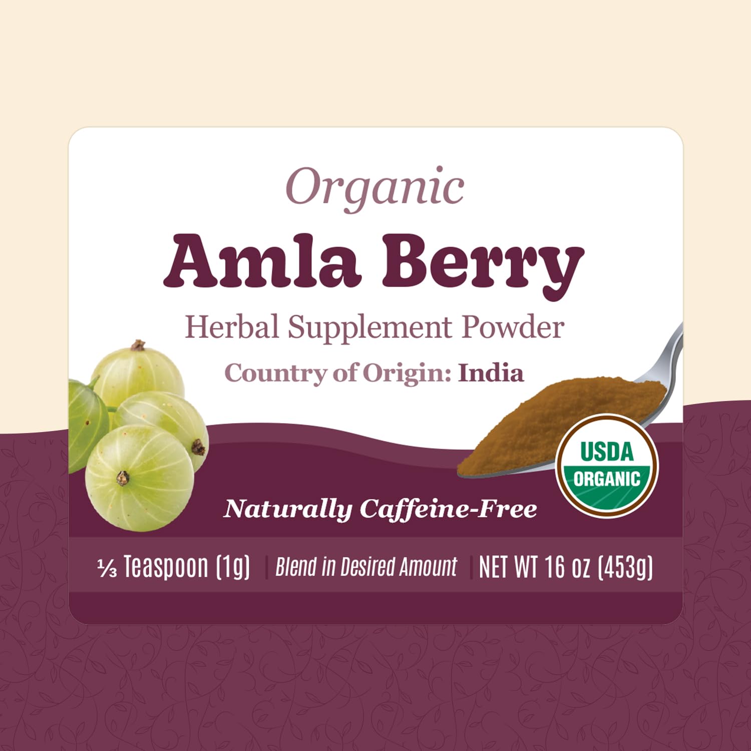 Polvo de Amla (Amla Berry) Orgánico - 454g (16 oz)