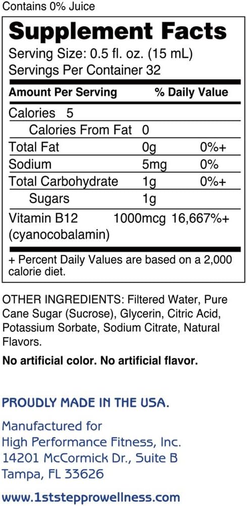 1st Step Liquid B-12 - Vitamina B12 Líquida Cherry Charge 473 ml
