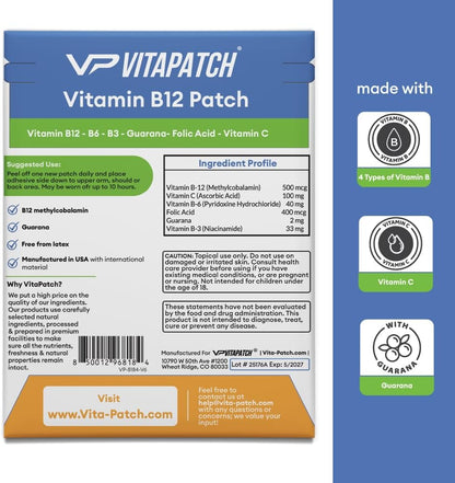 VitaPatch Parche de Vitamina B12 con – El metabolismo energético normal. – Image 2