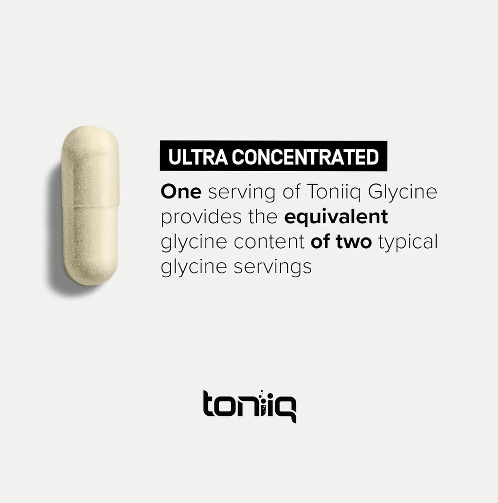 Toniiq Glicina 1300mg - Suplemento de Glicina en Cápsulas Vegetarianas - 240 Cápsulas - 120 Dosis - Alta Pureza - 4 Meses de Suministro