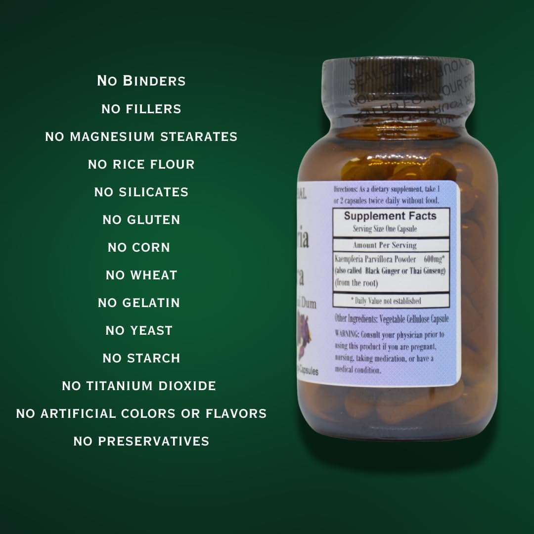 Barlowe's Herbal Elixirs Kaempferia Parviflora (Jengibre Negro) - 600mg, 60 Cápsulas Veganas
