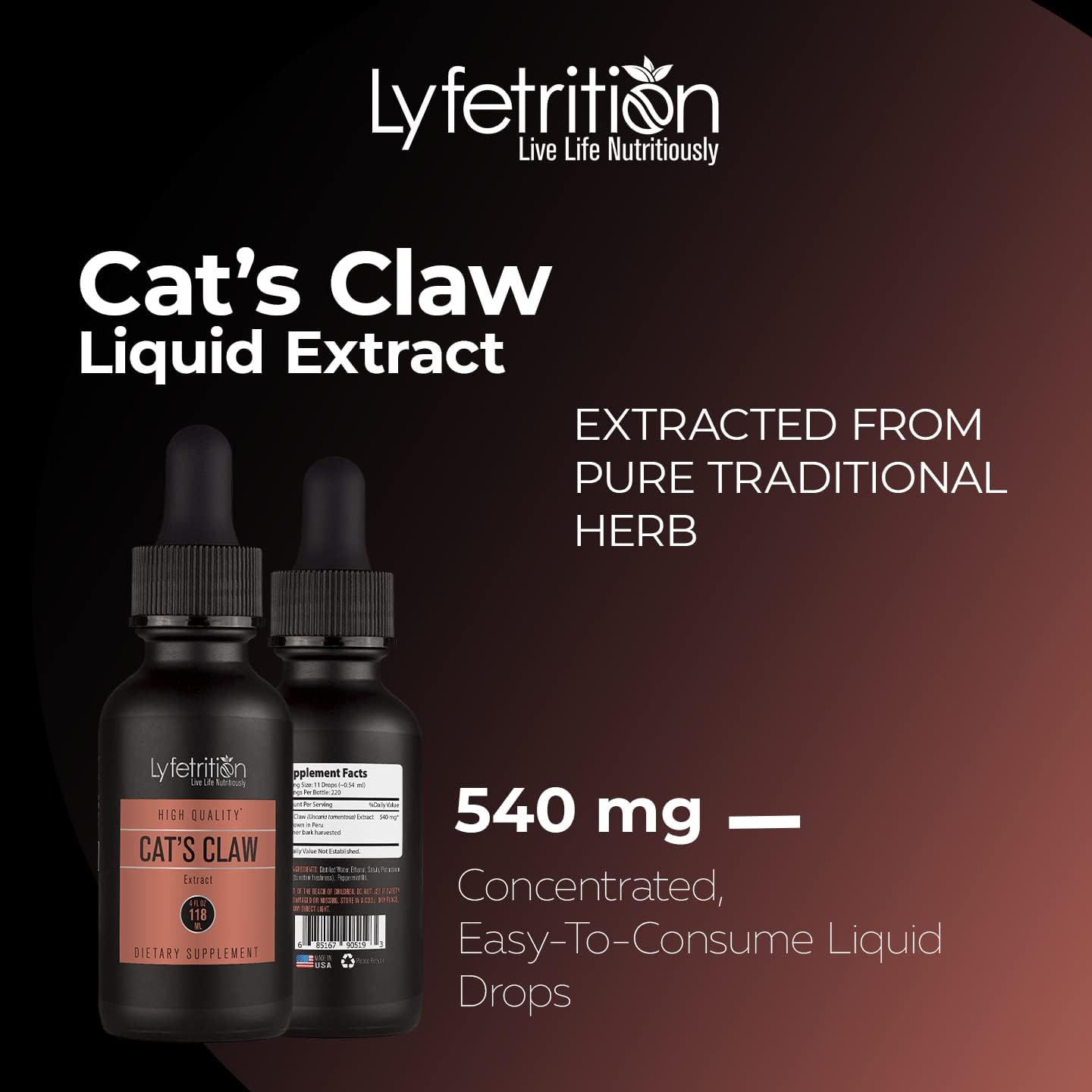 Extracto de Uña de Gato 540mg, 118ml (4 oz) - Líquido de Rápida Absorción