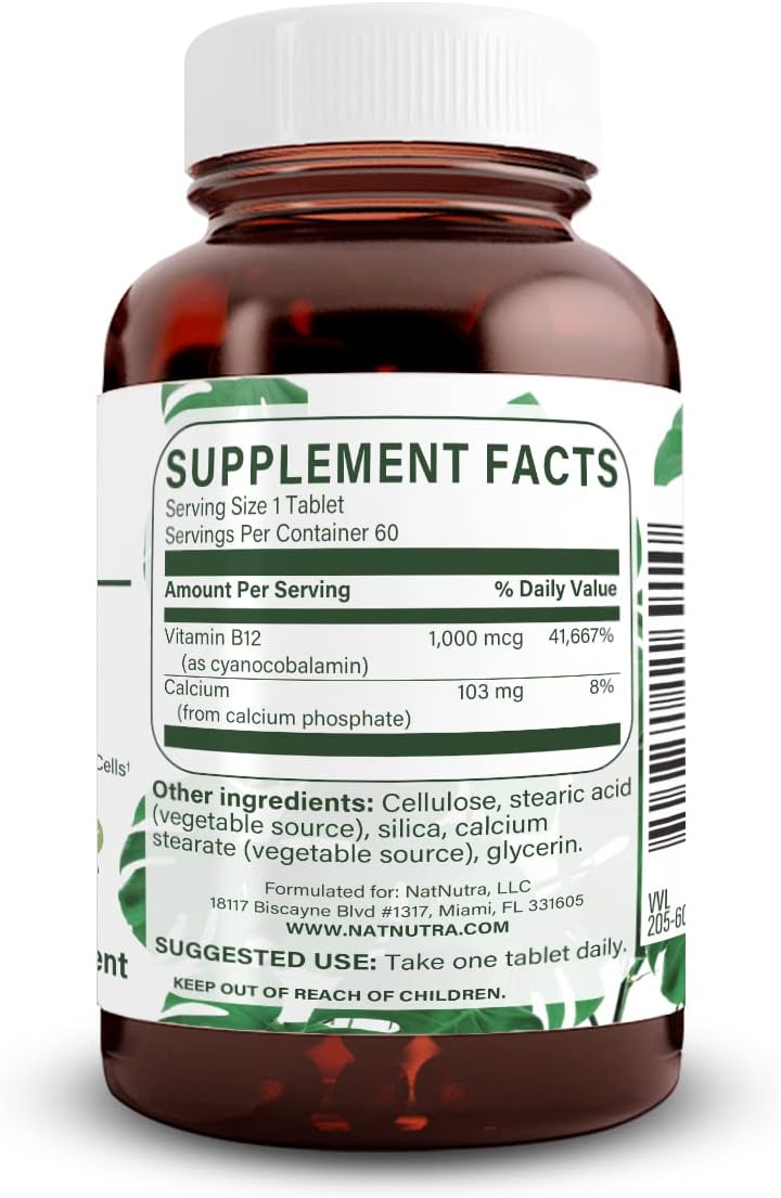 Natural Nutra Vitamina B12 1000 mcg - 60 Comprimidos Veganos