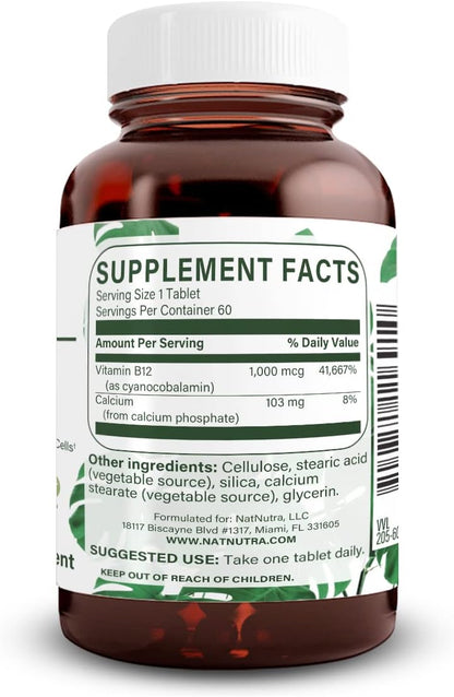 Natural Nutra Vitamina B12 1000 mcg - 60 Comprimidos Veganos – Image 2