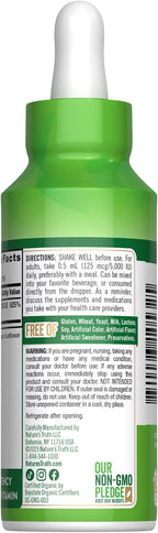 Nature's Truth Vitamina D3 Líquida | 5000 UI | 60 ml | Orgánico USDA y Sin Gluten