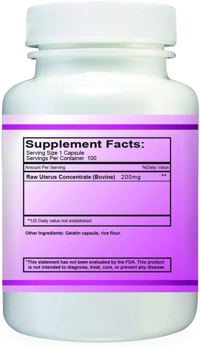 Simply Raw Útero Glandular Bovino para la Salud Femenina - 100 Cápsulas