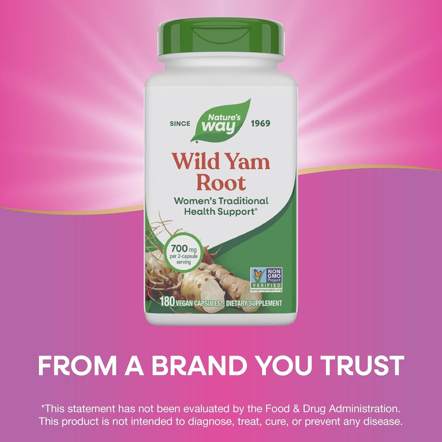 Nature's Way Cápsulas de Raíz de Ñame Silvestre, 700 mg por 2 cápsulas, 180 cápsulas veganas