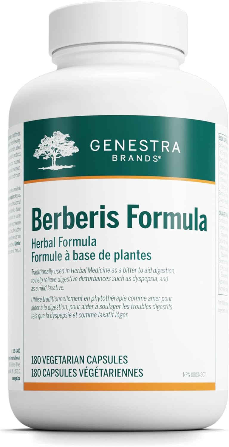 Genestra Brands Fórmula Berberis – Suplemento Herbal con Agracejo, Sello de Oro y Uva de Oregón – 180 Cápsulas