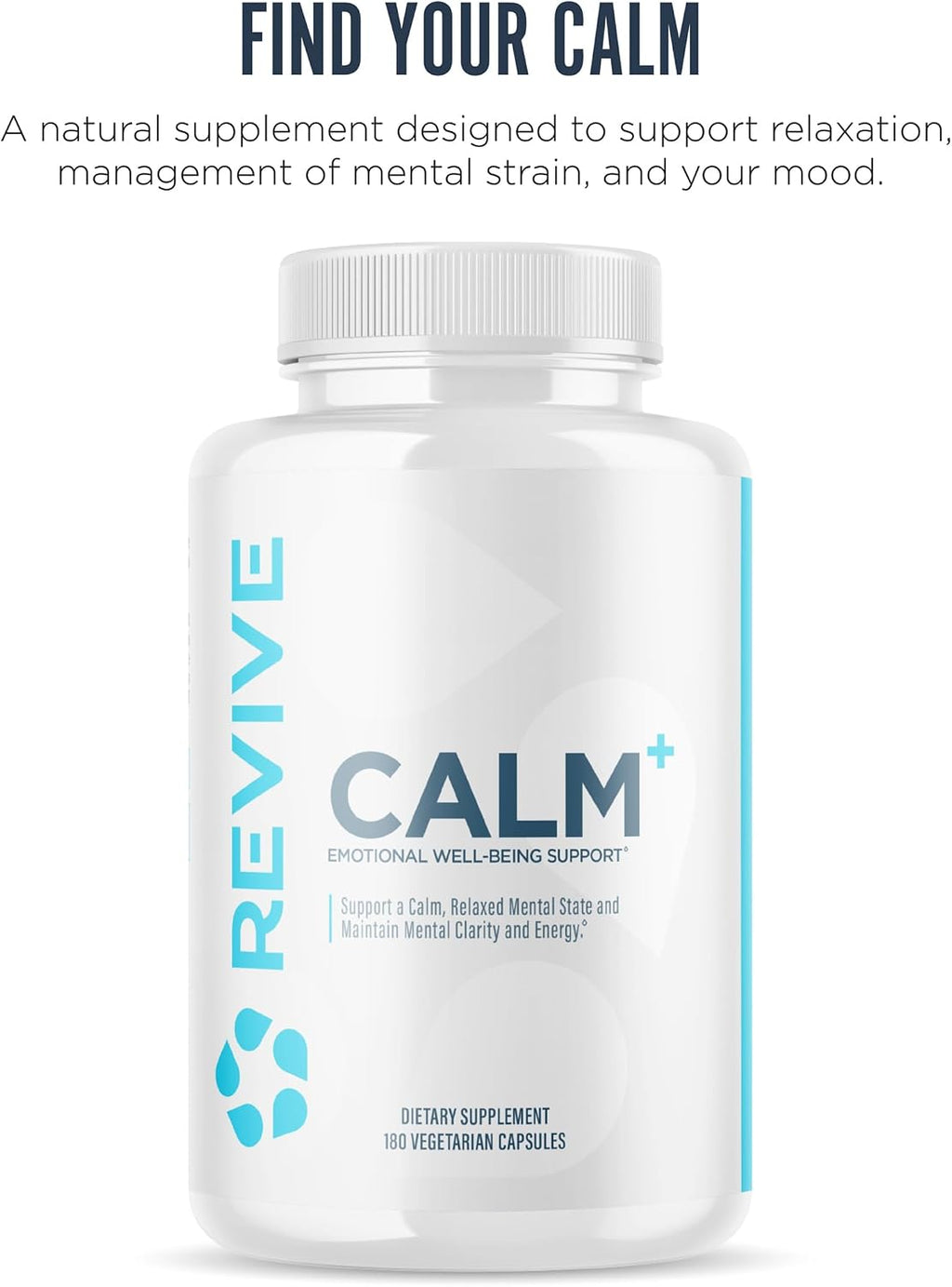 Revive MD Calm – Suplemento para el Bienestar Emocional con L-Teanina, GABA y 5-HTP (180 Cápsulas)