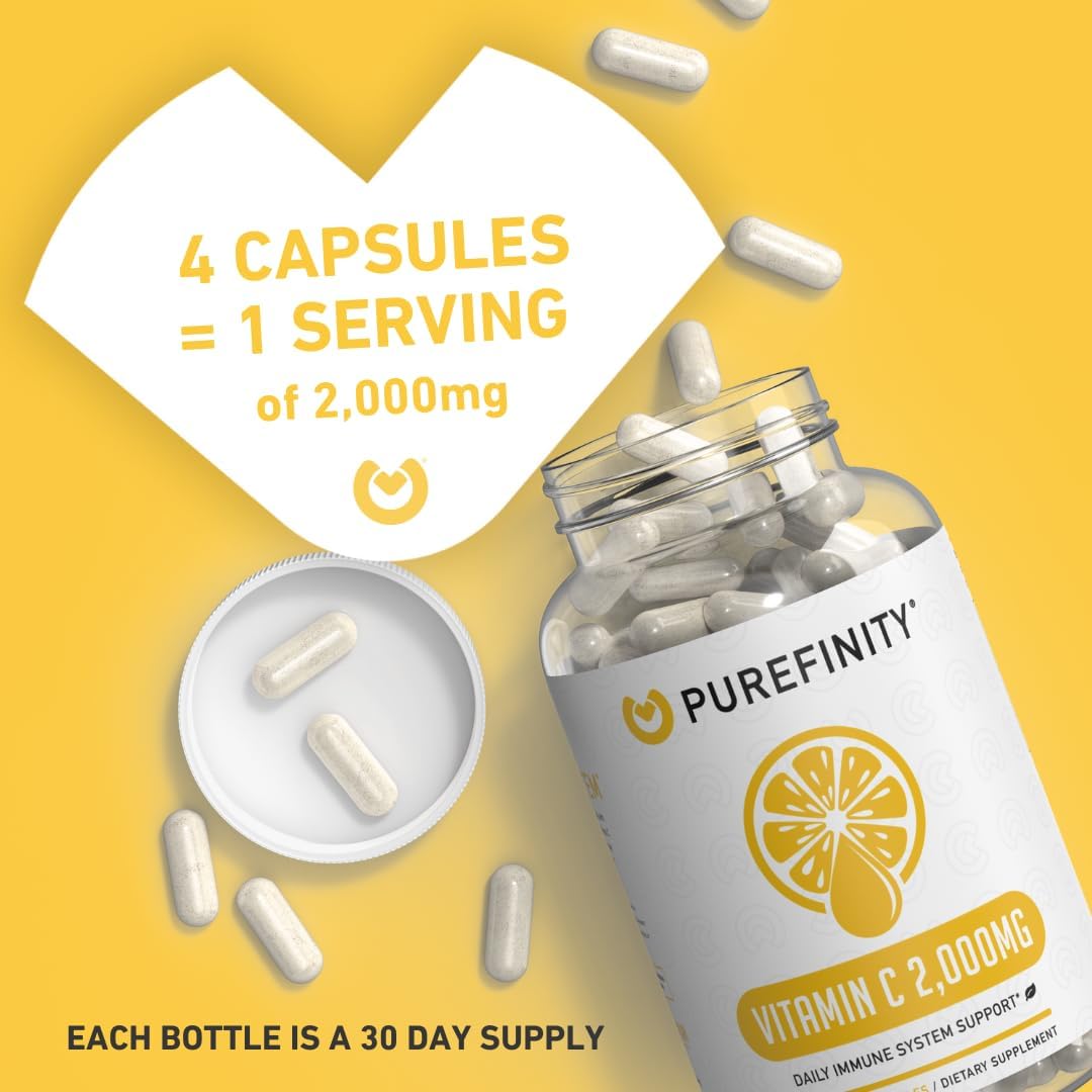 PUREFINITY Vitamina C 2000 mg Cápsulas – Alta Absorción, 120 Cápsulas (1 Mes)