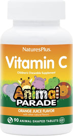 NaturesPlus Animal Parade Vitamina C Infantil - 90 Comprimidos Masticables Sabor Naranja