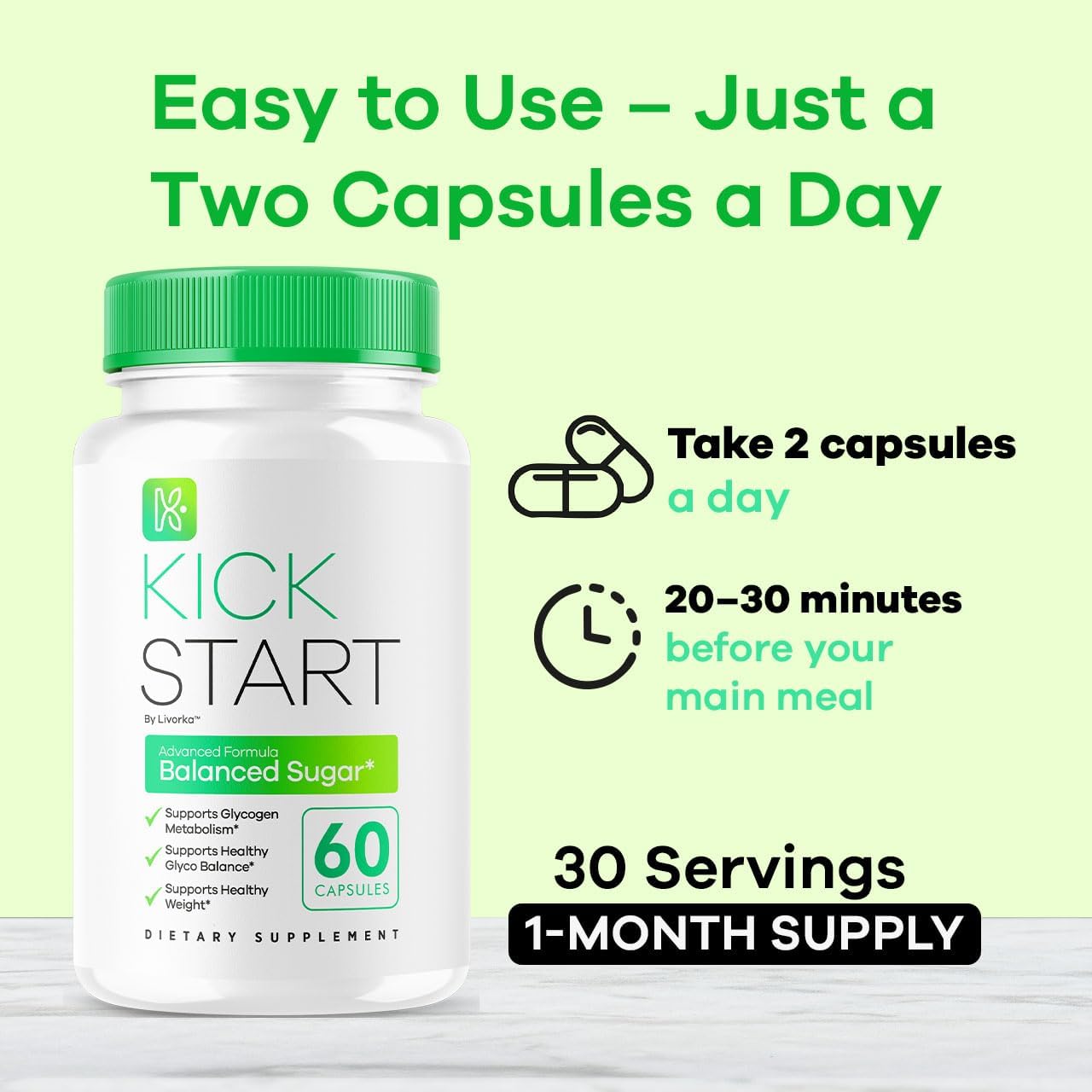 (3 Pack) Kick Start Glyco Optimizer Cápsulas, 180 Cápsulas para 3 Meses