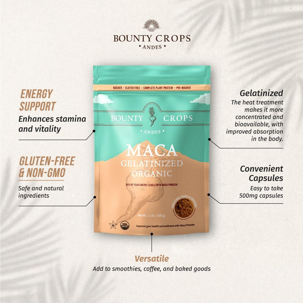 Bounty Crops Organic Maca Powder Gelatinized 24 Oz (680 g)